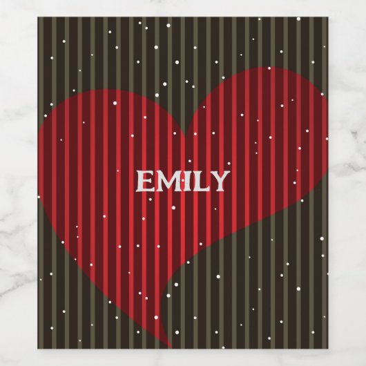 Monogrammen Mousserende Valentijnse  Hart Wijn Etiket (Enkel label)