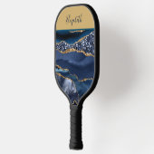Monogrammen Naam Blue Glitter Glam Trendy Pickleball Paddle (Links)