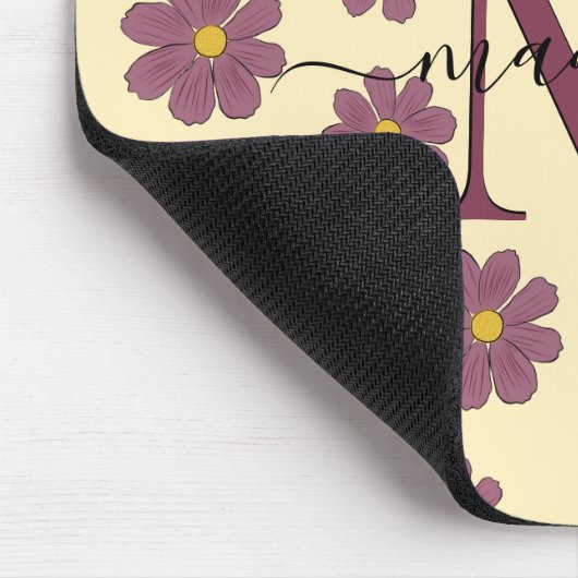 Monogrammen Naam en Initiaal Cute Flowery Pattern Muismat (Hoek)