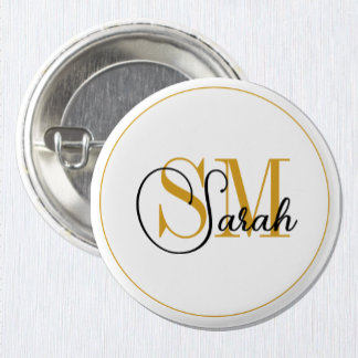Monogrammen Naam en legant Handtekening Ronde Button 3,2 Cm