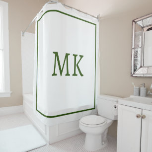 Monogrammen Naam Forest Green White Custom Kleur Douchegordijn