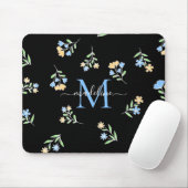 Monogrammen Naam & Initiaal Blauw Geel Muismat (Met muis)