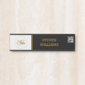 Monogrammen Naam & Moderne Handtekening / QR-code Deurbordje (Voorkant)