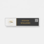 Monogrammen Naam & Moderne Handtekening / QR-code Deurbordje (Voorkant)