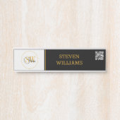 Monogrammen Naam & Moderne Handtekening / QR-code Deurbordje (Voorkant)