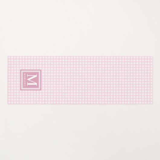 Monogrammen Naam Roze White Gingham Pattern Yogamat (Voorkant (horizontaal))
