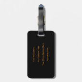 Monogrammen Naam Sinaasappel Zwart Kerstmis Vakant Bagagelabel (Achterkant verticaal)