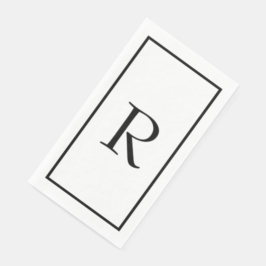 Monogrammen Naam Zwart Wit Bruiloft Vrijgezellenfe Servet (Hoek)