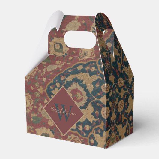 Monogrammen oost-Perzisch Rode Patroon Bedankdoosjes (Voorkant Zijde)