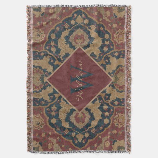Monogrammen oost-Perzisch Rode Patroon Deken (Voorkant Verticaal)