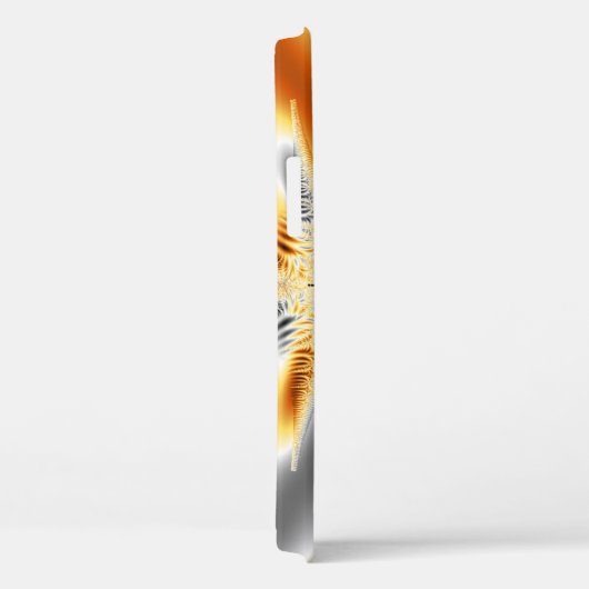 Monogrammen Oranje Grijze Metallic Fractal Case-Mate iPhone Case (Achterkant / Rechts)