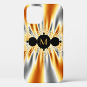 Monogrammen Oranje Grijze Metallic Fractal Case-Mate iPhone Case (Achterkant)