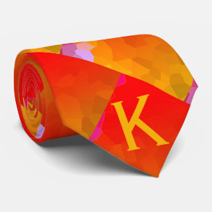 Monogrammen Oranje roze funky geometrische patrone Stropdas