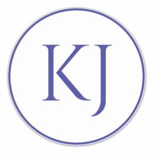 Monogrammen Paar Naam Blauw Initiaal Letters Trouw Sticker