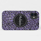 Monogrammen Paars Black White Leopard Pattern Case-Mate iPhone Case (Achterkant (horizontaal))