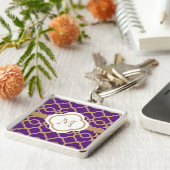 Monogrammen Paars en Gold Moroccan Sleutelhanger (Zijkant)