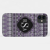Monogrammen Paars tribaal patroon Case-Mate iPhone Case (Achterkant (horizontaal))