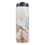 Monogrammen Paarse Blue Gold Waterverf Wash Thermosbeker (Voorkant)