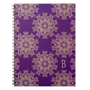 Monogrammen Paarse en Gold Notebook Journal Notitieboek