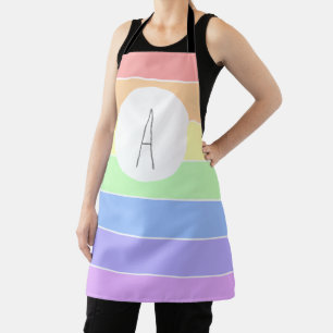 Monogrammen pasta-regenboogkleurige strepen schort