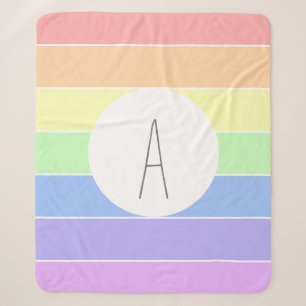 Monogrammen pasta-regenboogkleurige strepen sherpa deken
