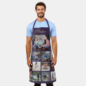 Monogrammen Photo Collage Grid Pattern Paars Gold Schort (Gedragen)