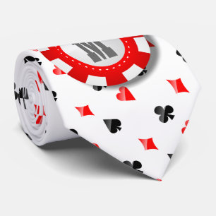 Monogrammen pokerchip met speelkaartjes stropdas