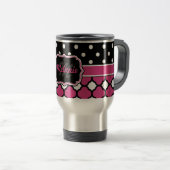 Monogrammen Quatrefoil Lattice Polka Dot Reisbeker (Voorkant rechts)