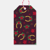 Monogrammen Red+GoldKerstmis Hoefijzer Cadeaulabel (Achterkant)