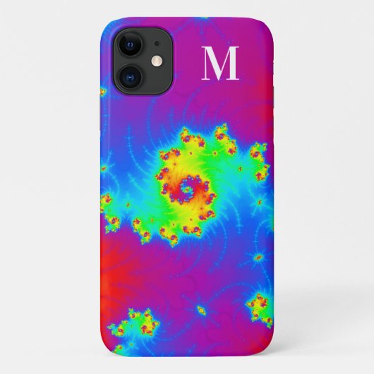 Monogrammen regenbooggradiënt Spirale fractal Case-Mate iPhone Case (Achterkant)