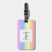 Monogrammen regenboogkleurig StripesPatroon Bagagelabel (Voorkant verticaal)