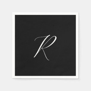 Monogrammen Retro Letter Zwart Wit Initiaal Trouw Servet