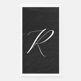 Monogrammen Retro Letter Zwart Wit Initiaal Trouw Servet