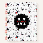 Monogrammen rode en zwarte Spider Pattern School Notitieboek (Voorkant)