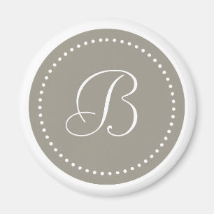 Monogrammen rond aluminium/witte dot rand magneet