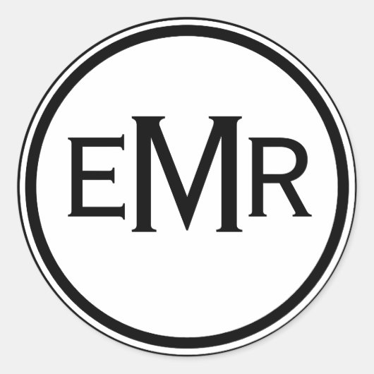Monogrammen Ronde Sticker (Voorkant)