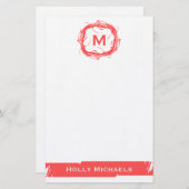  monogrammen - Rood Briefpapier (Voorkant / Achterkant)