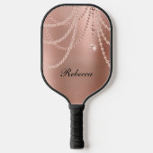 Monogrammen Roos Gold Blush Pink Glam Bling Pickleball Paddle (Voorkant)