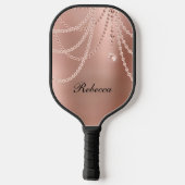 Monogrammen Roos Gold Blush Pink Glam Bling Pickleball Paddle (Achterkant)