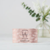 Monogrammen Roos Gold Damask Makeup Hair Visitekaartje (Staand voorkant)
