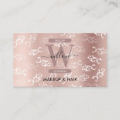 Monogrammen Roos Gold Damask Makeup Hair Visitekaartje (Voorkant)