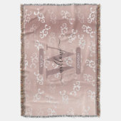 Monogrammen  Roos Gold Damask Pattern Deken (Voorkant Verticaal)