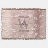 Monogrammen  Roos Gold Damask Pattern Deken (Voorkant)