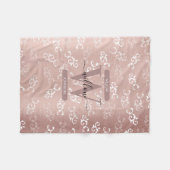 Monogrammen Roos Gold Damask Pattern Fleece Deken (Voorkant (Horizontaal))