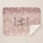 Monogrammen  Roos Gold Damask Pattern Sherpa Deken (Voorkant (horizontaal))