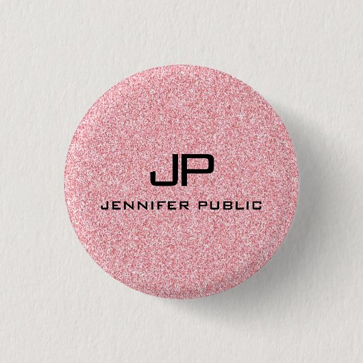 Monogrammen Roos Gold Glitter Kijk Sjabloon Ronde Button 3,2 Cm (Voorkant)