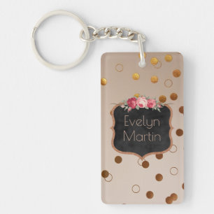 Monogrammen Roos Gold Stippen    alkbord Sleutelhanger