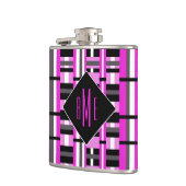 Monogrammen roze en zwarte spelden heupfles (Links)