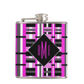 Monogrammen roze en zwarte spelden heupfles (Voorkant)