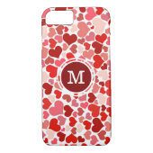 Monogrammen roze & rood harten patroon Case-Mate iPhone case (Achterkant)